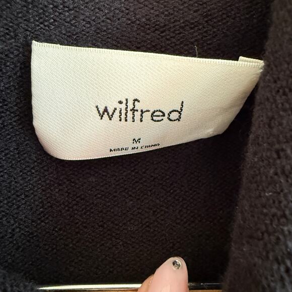 WILFRED | Aritzia Cyprie Black Merino Wool Roll Neck Mock Neck Sweater | Medium - Picture 5 of 9